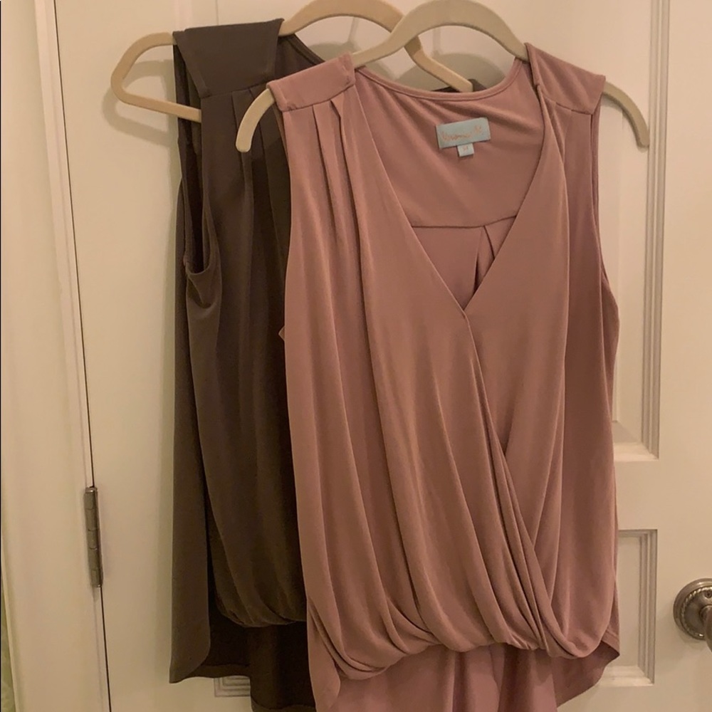 Pink and green tanks